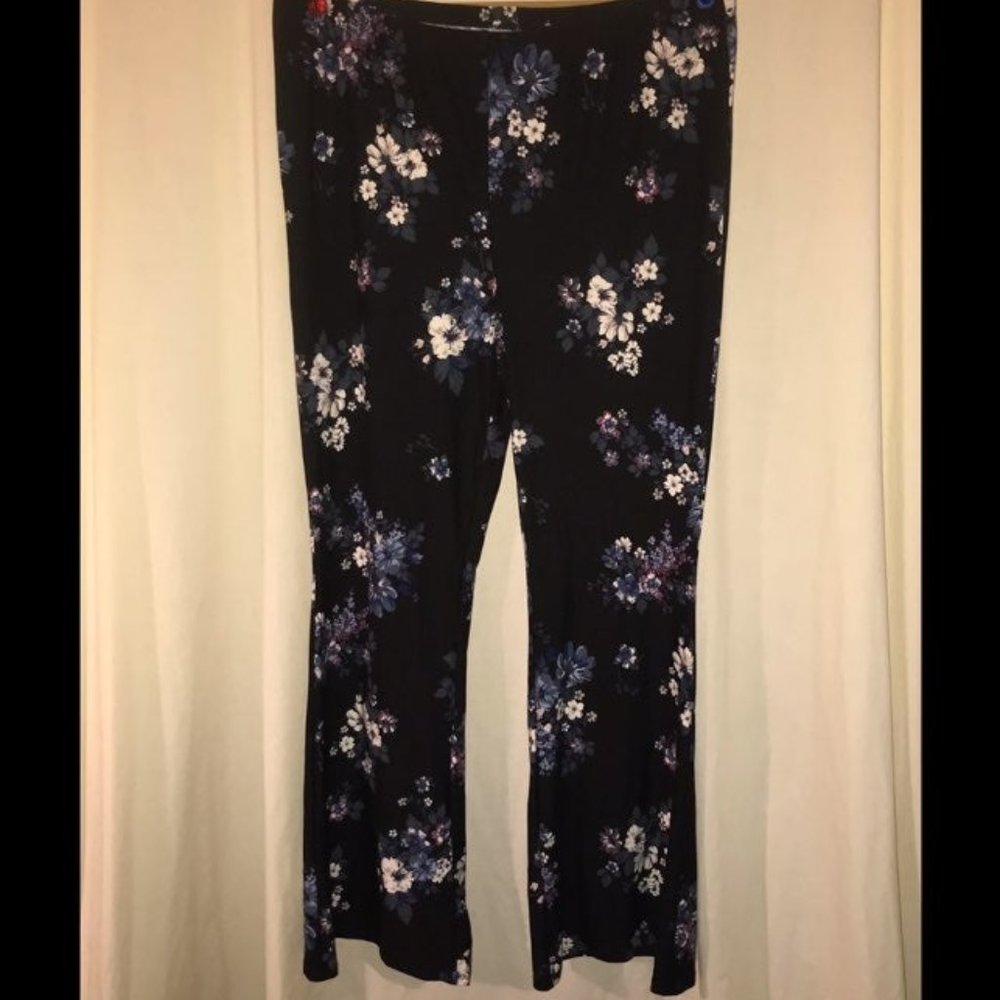 Floral Flare Pants - Elastic Waist
